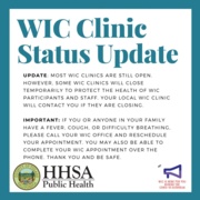 Update - Most WIC clinics are still open